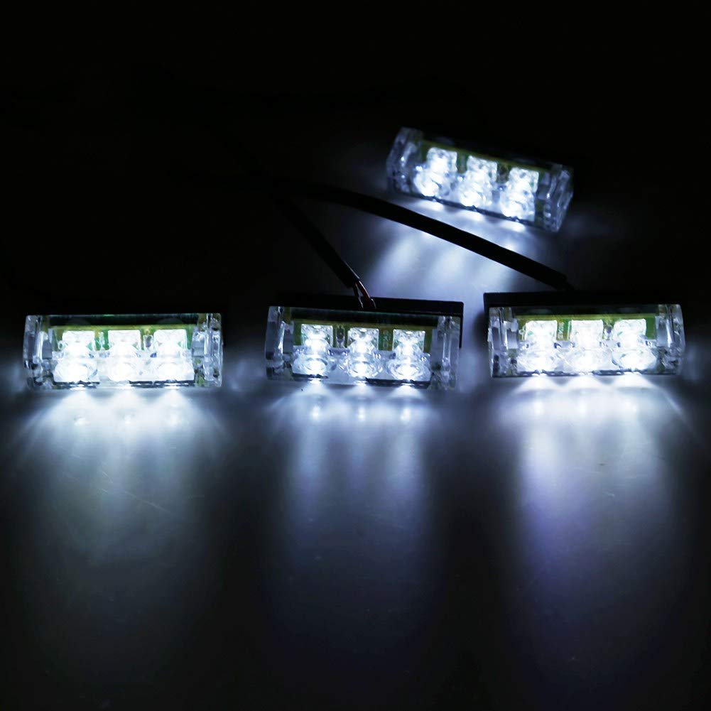 LED Grill Flasher White Strobe Light 4 PCS Set