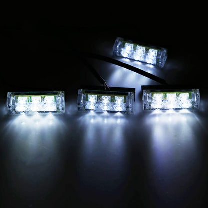 LED Grill Flasher White Strobe Light 4 PCS Set