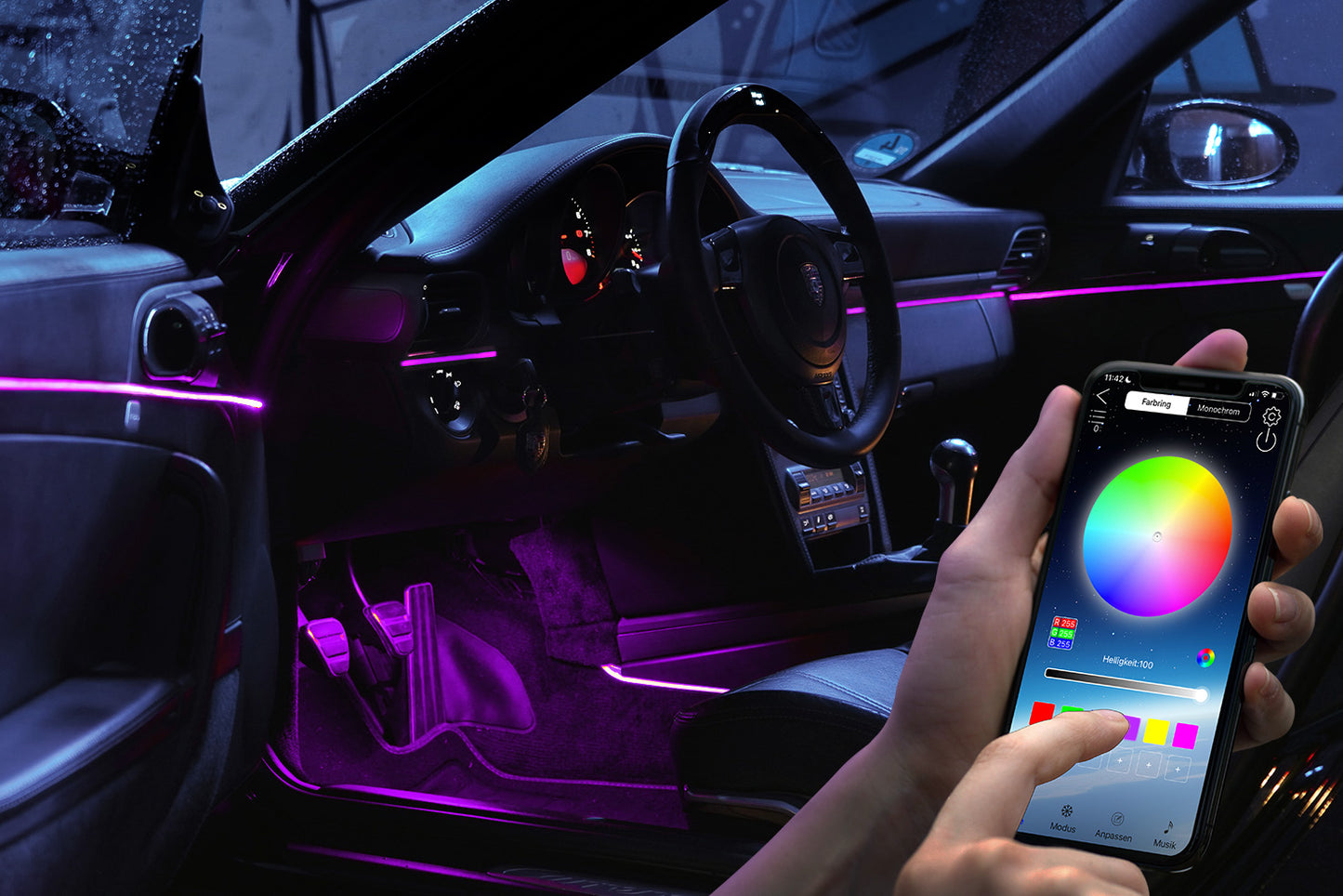 6 PCS Ambient Lights for DASHBOARD and 4 DOORS - APP controlled