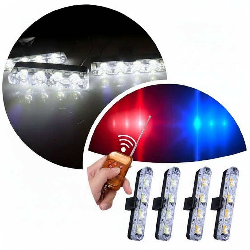 2 in 1 Grill Flashers POLICE and WHITE (Remote Controlled]